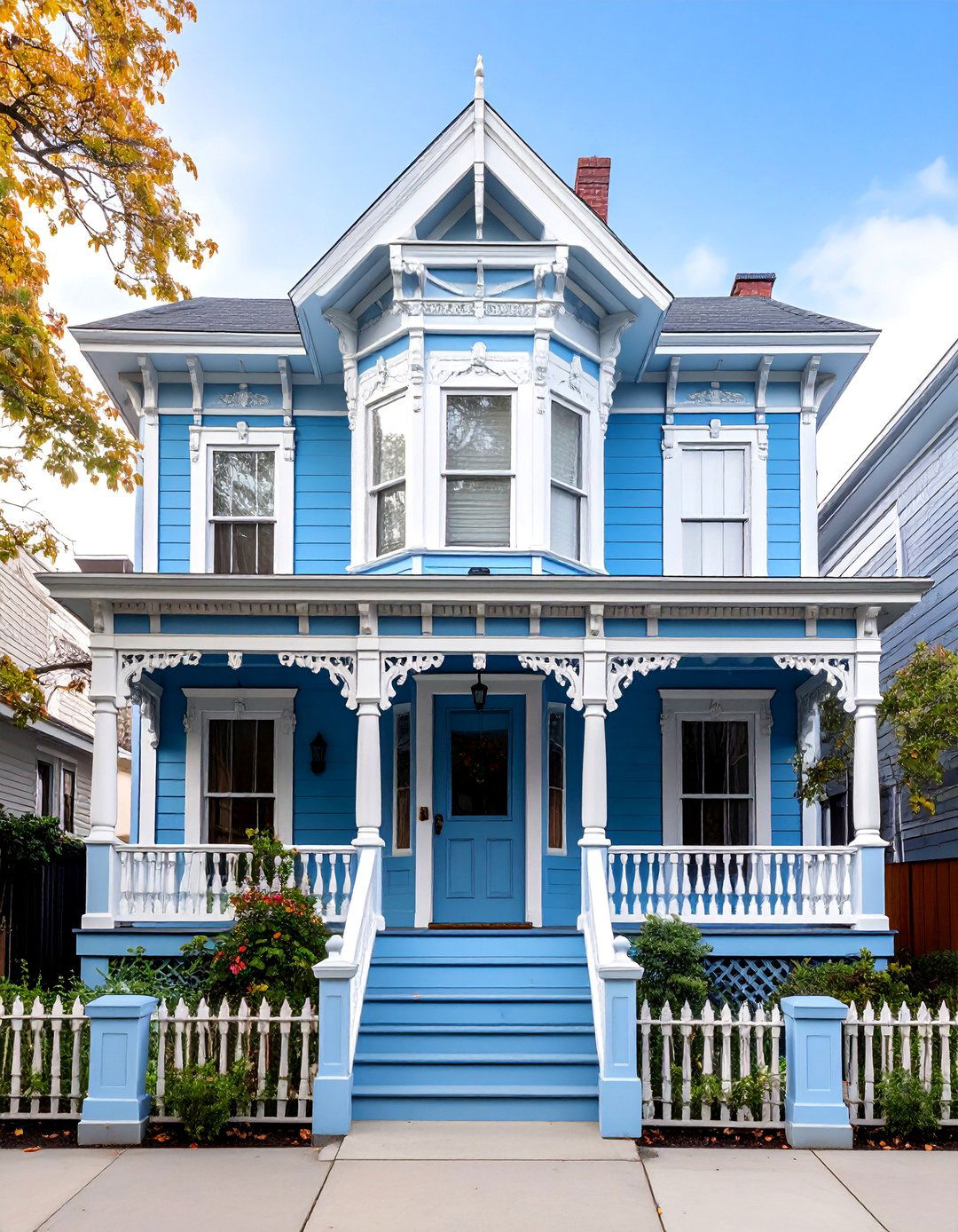 Azure Blue Victorian with Pristine White Trim - 25 blue victorian house colors