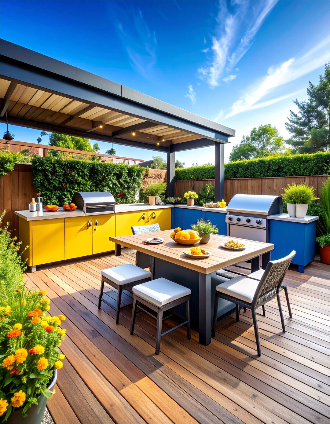 BBQ Station Deck with Prep and Serving Areas - 25 Patio Deck Ideas