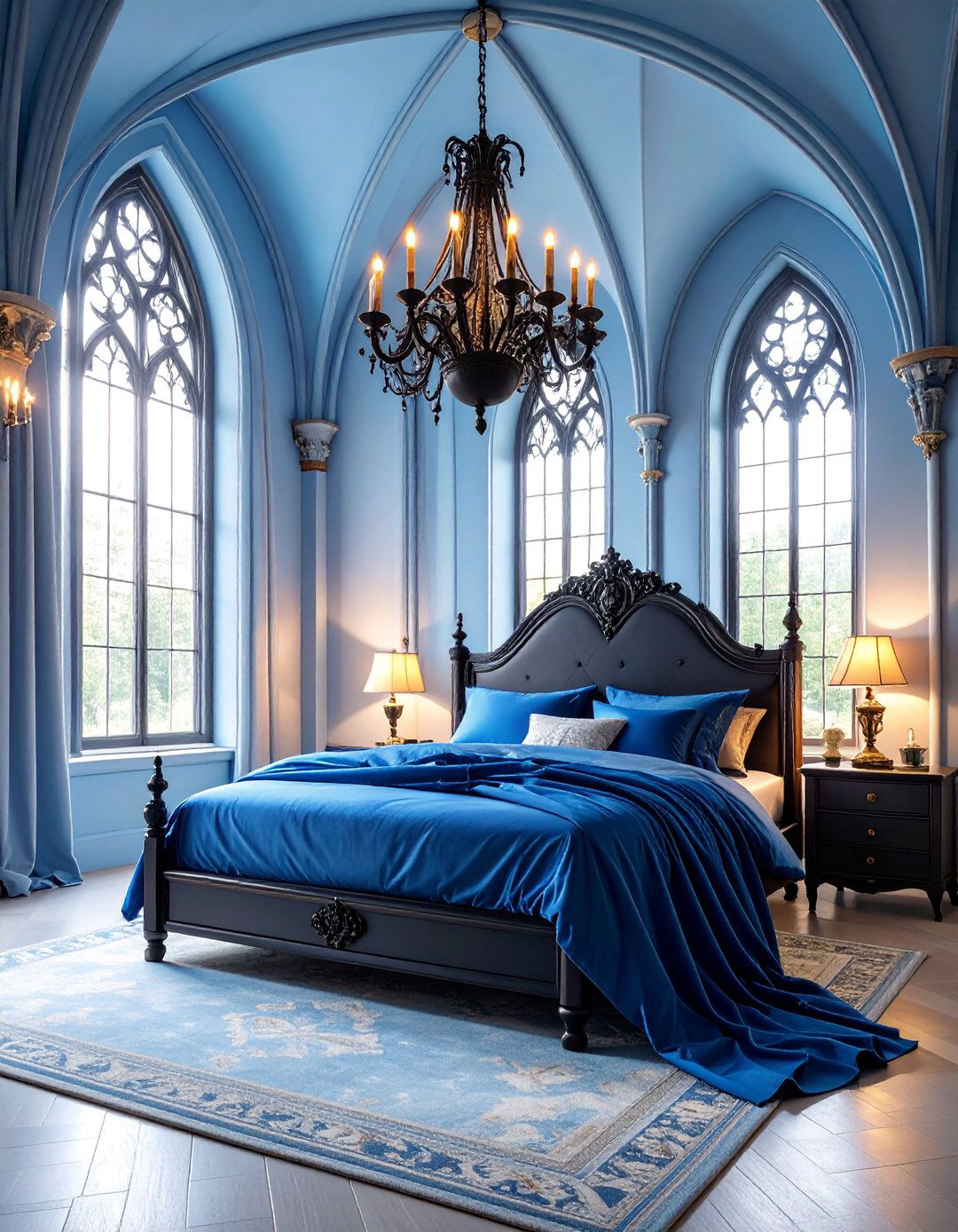 Baby Blue Moonlight Cathedral - 25 pastel goth bedroom ideas