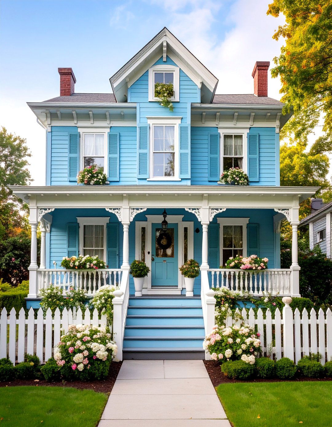 Baby Blue Victorian with Sage Green Accents - 25 blue victorian house colors