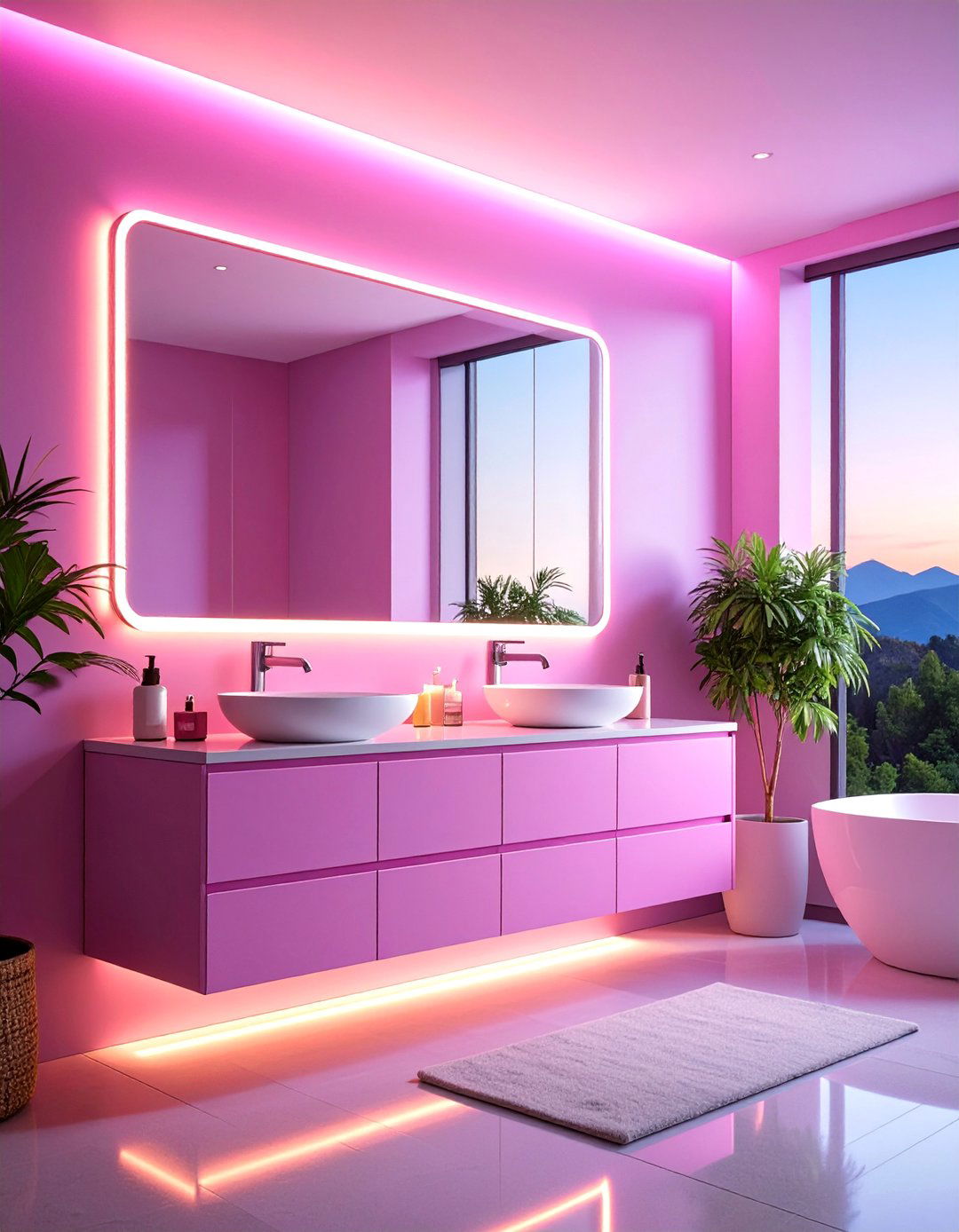 Backlit Mirror Statement Design - 25 Modern Bathroom Ideas