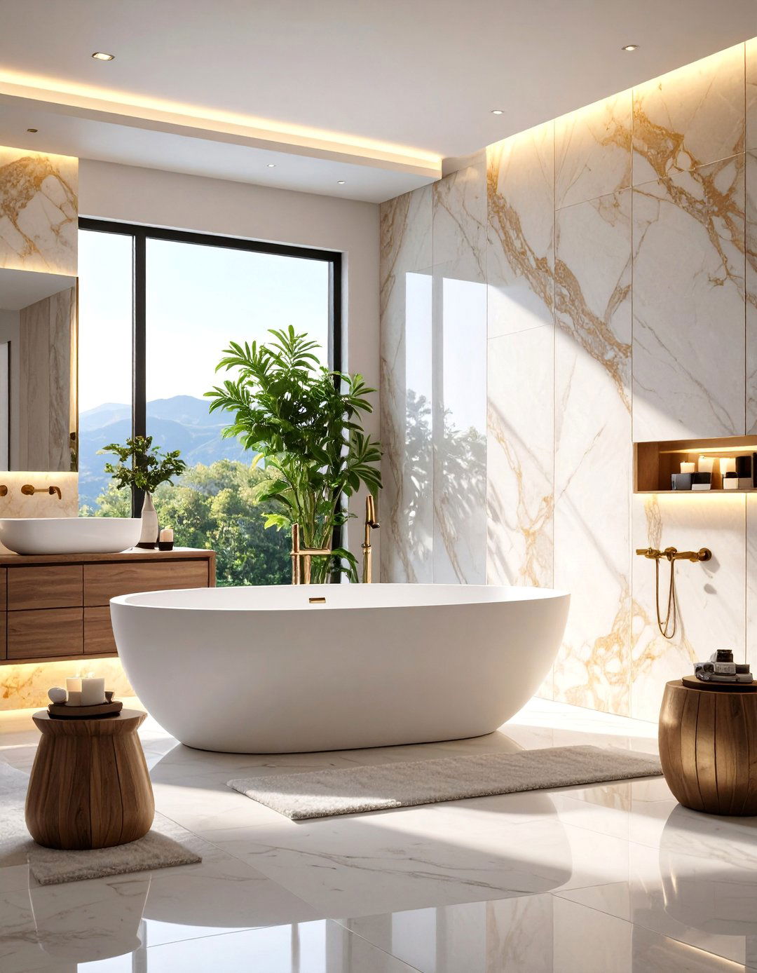 Backlit Translucent Stone Surround - 25 Bathtub Surround Ideas
