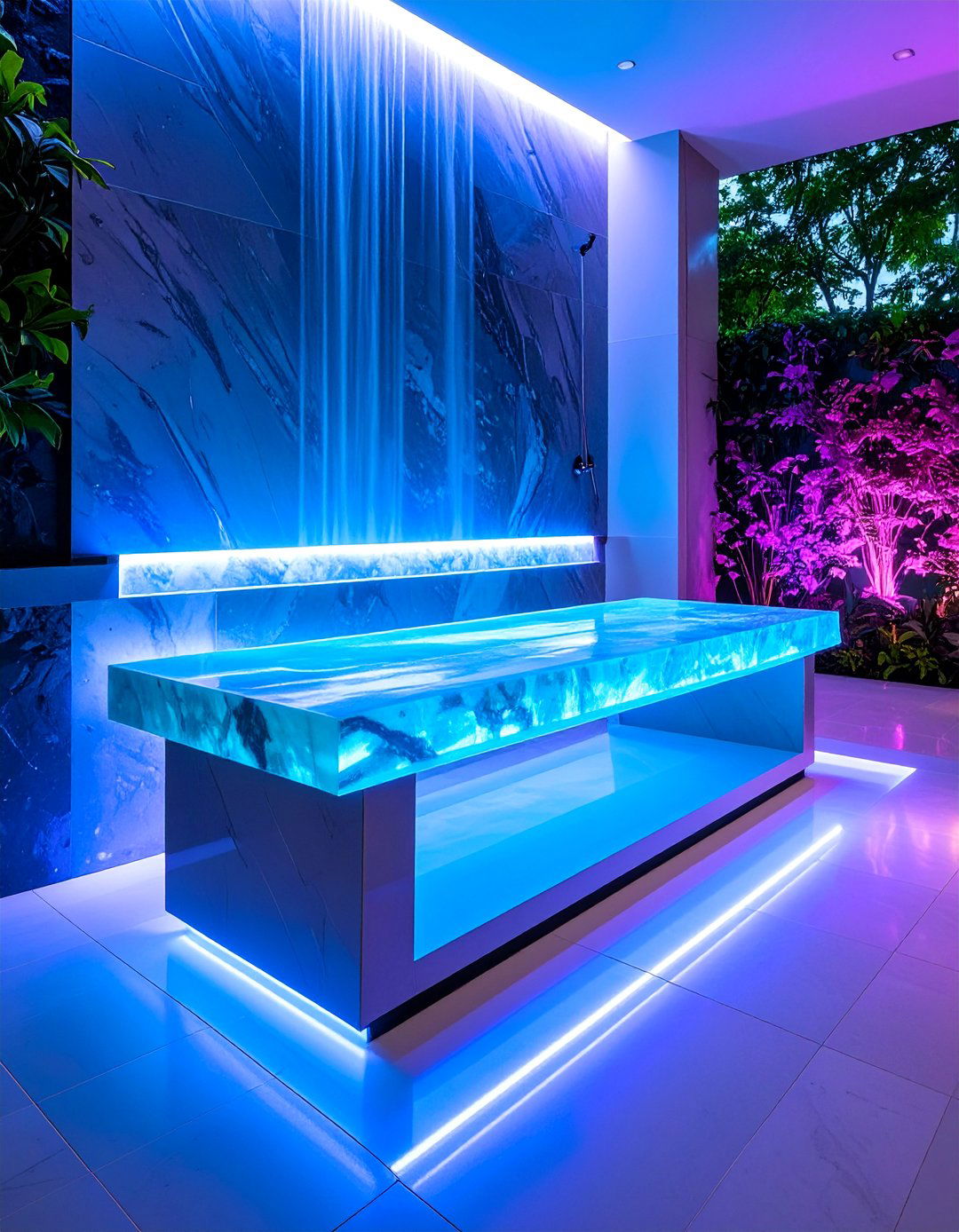 Backlit Walk In Shower Bench with Ambient Lighting - 25 Walk in Shower Ideas With Bench