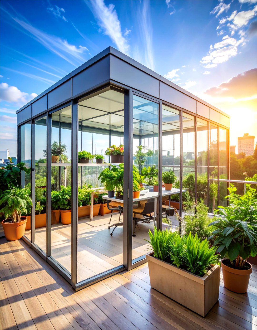 Balcony Office Greenhouse with Plant Integration - 25 Balcony Office Ideas