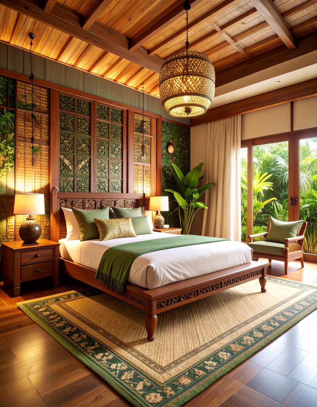 Balinese Bamboo Bedroom with Teak Accents - 25 Tropical Bedroom Ideas