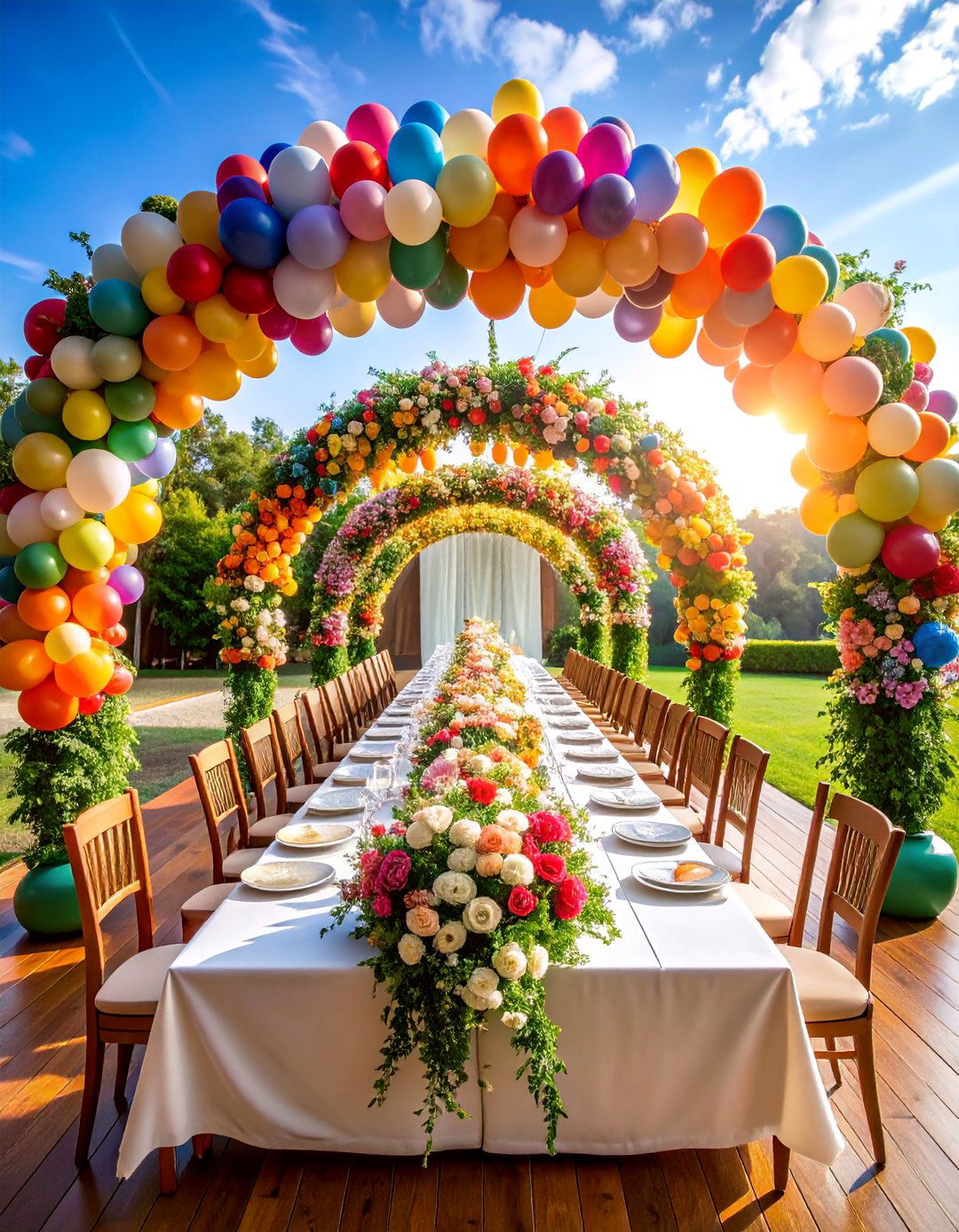 Balloon Arch Table Runner Centerpiece - 25 Balloon Centerpiece Ideas
