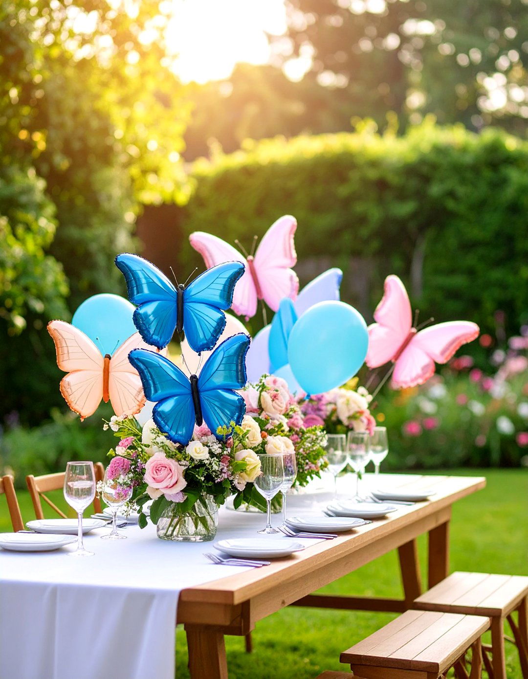 Balloon Butterfly Garden Centerpiece - 25 Balloon Centerpiece Ideas