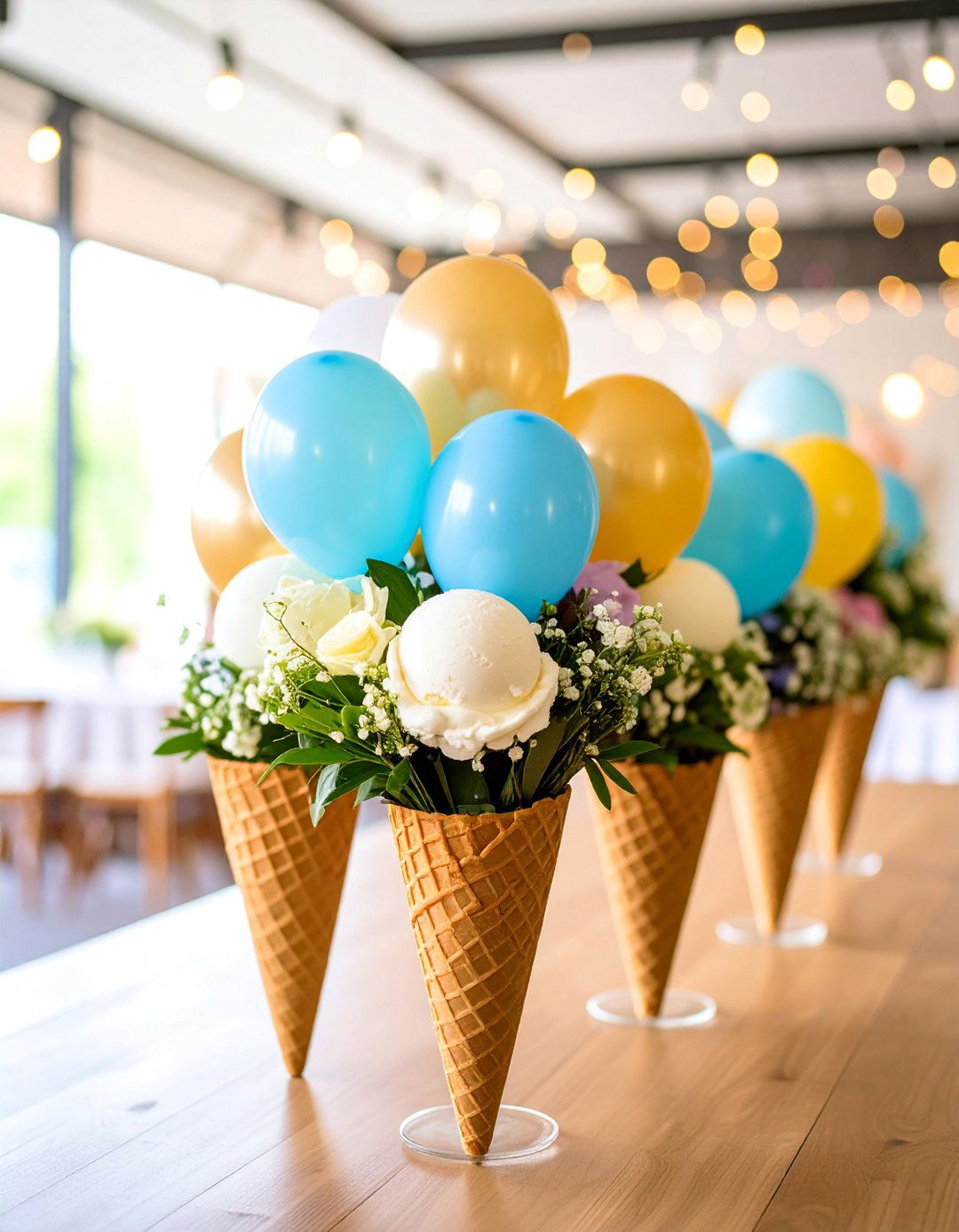 Balloon Ice Cream Cone Centerpiece - 25 Balloon Centerpiece Ideas