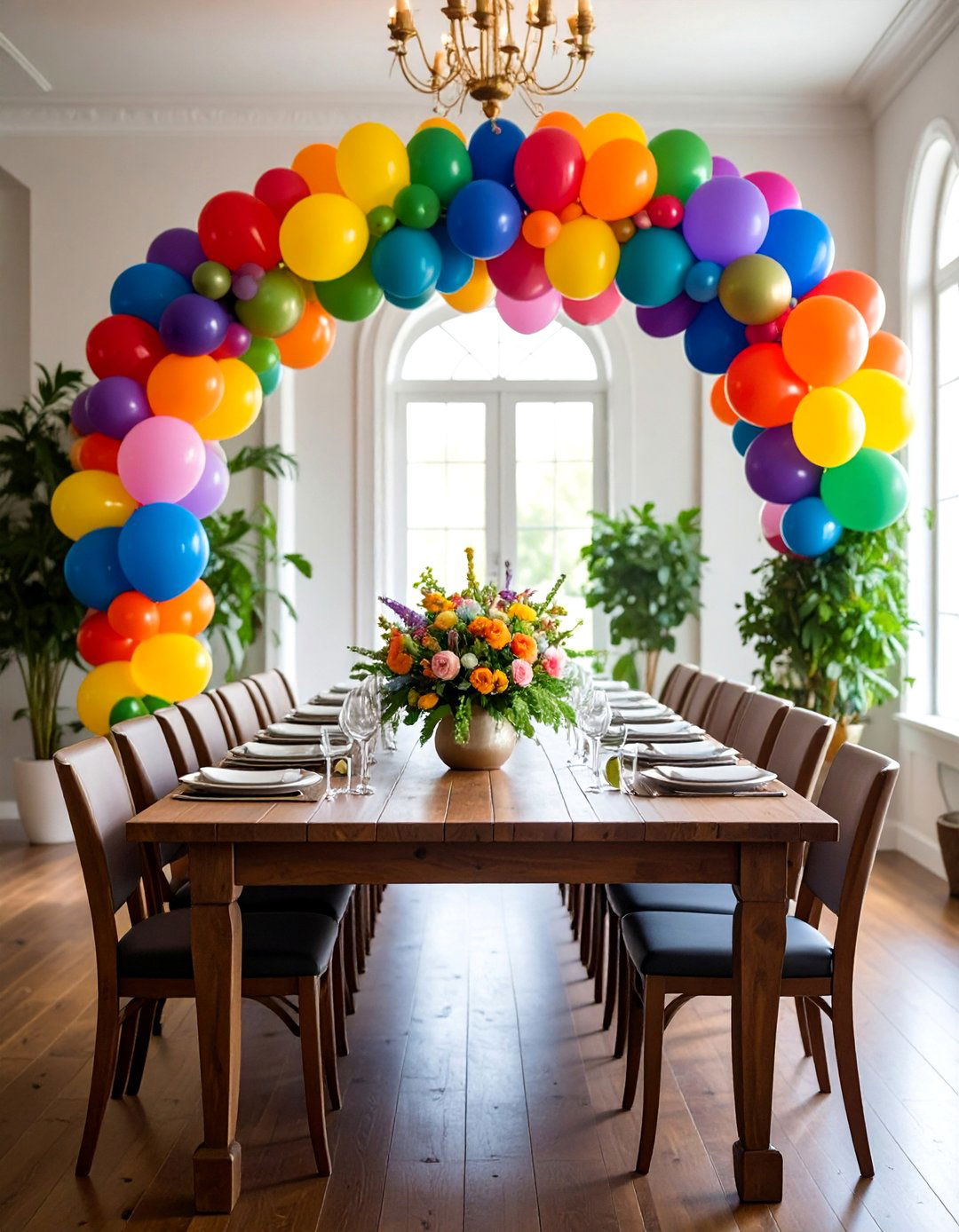 Balloon Rainbow Bridge Centerpiece - 25 Balloon Centerpiece Ideas