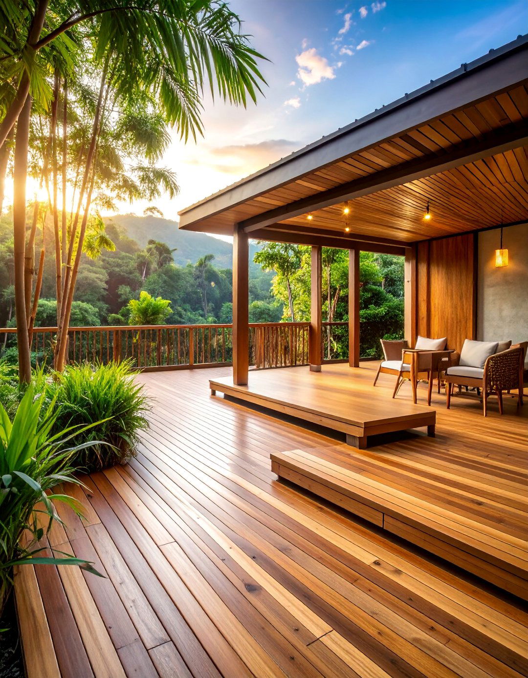 Bamboo Decking Patio with Sustainable Modern Style - 25 Patio Flooring Ideas