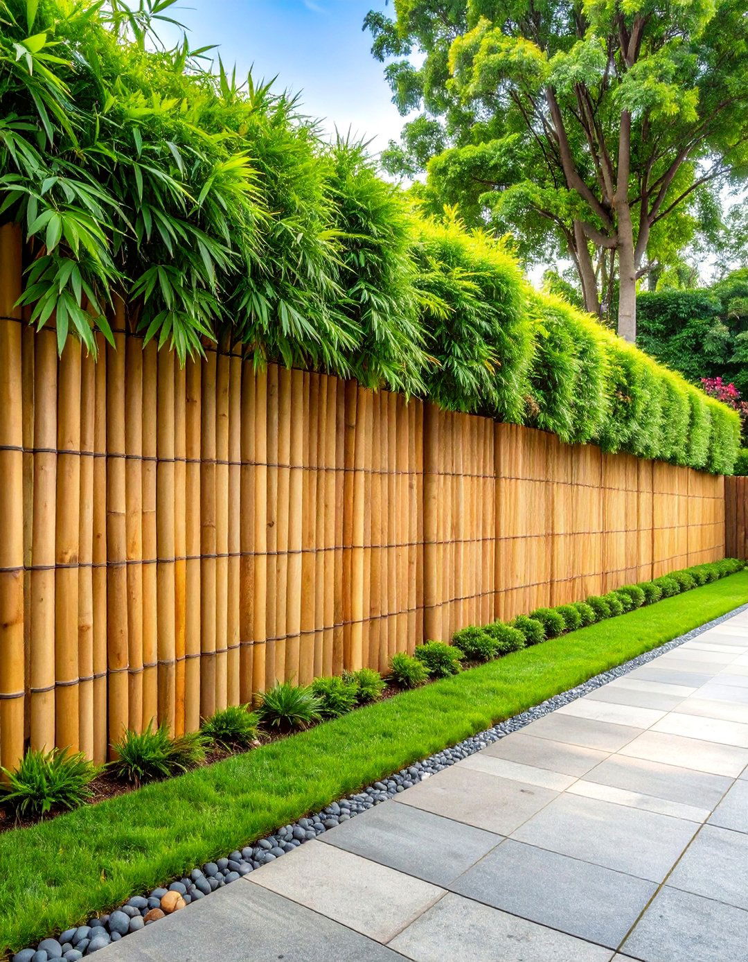 Bamboo Fence Edging - 25 Gravel Driveway Edging Ideas