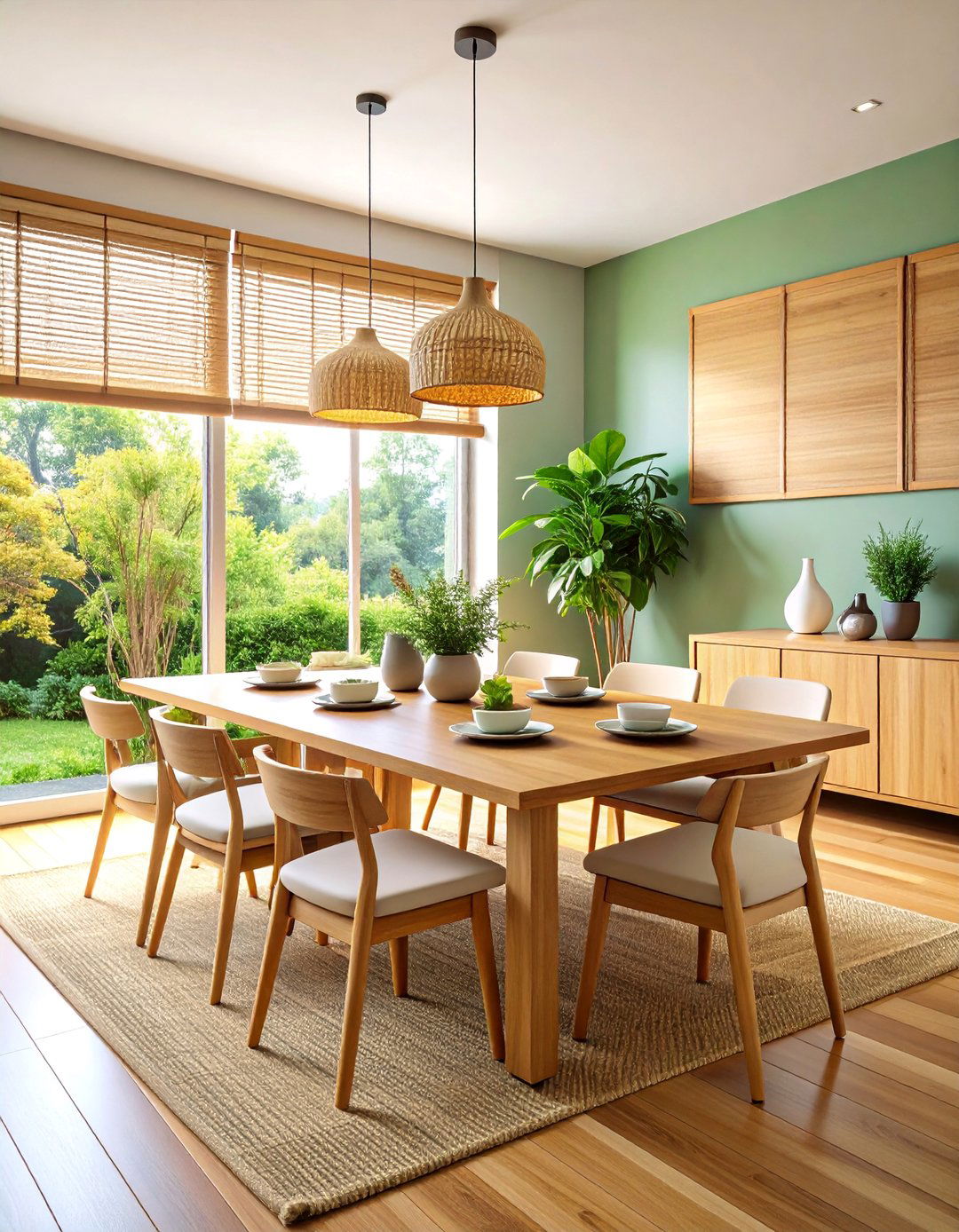 Bamboo Fiber Shade with Scandinavian Styling - 25 Small Dining Room Lighting Ideas