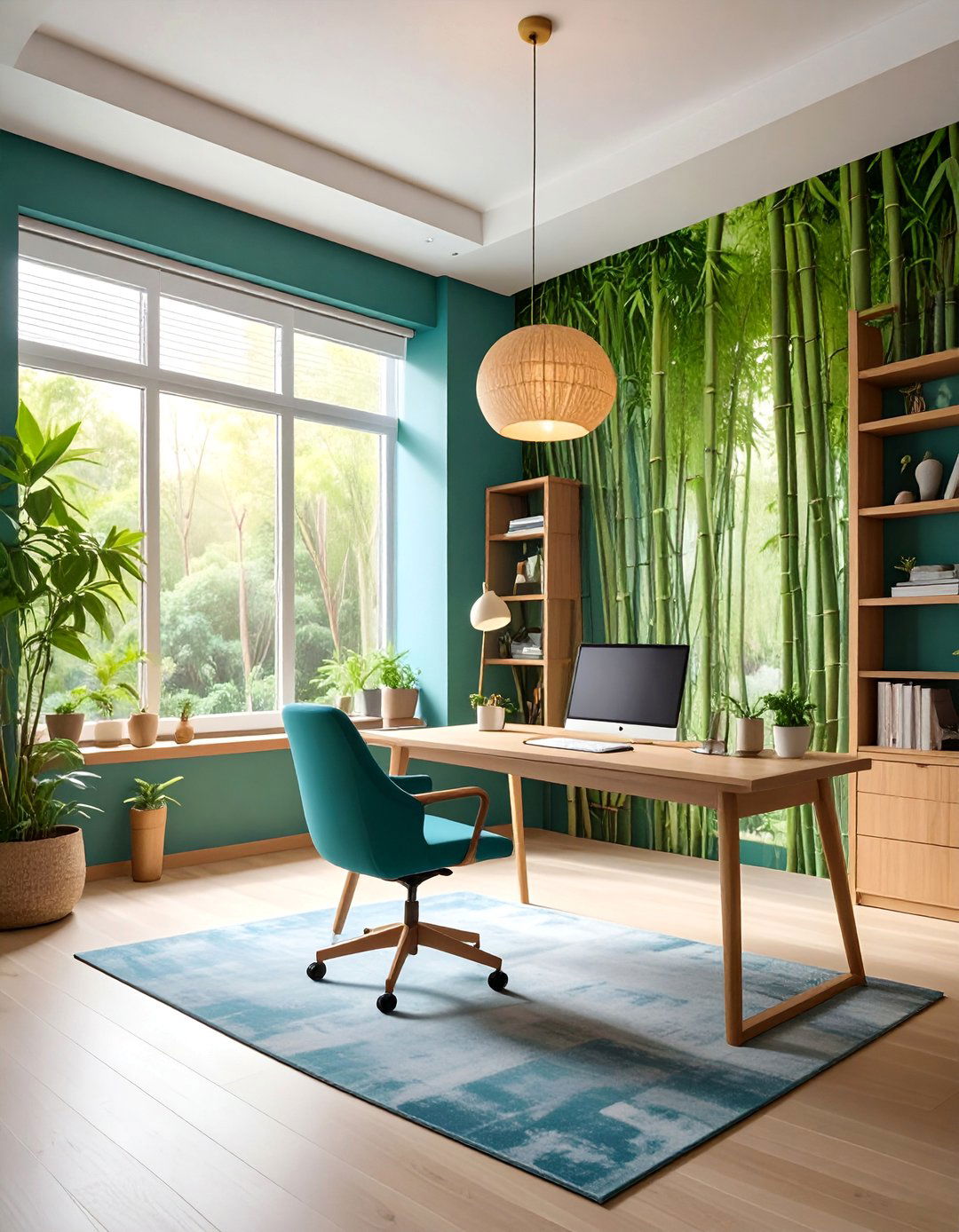 Bamboo Forest Wall Mural with Zen Garden Elements - 25 Wall Mural Ideas