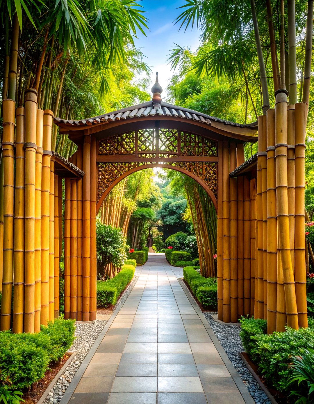 Bamboo Garden Gate with Zen Inspired Design - 25 garden gate ideas