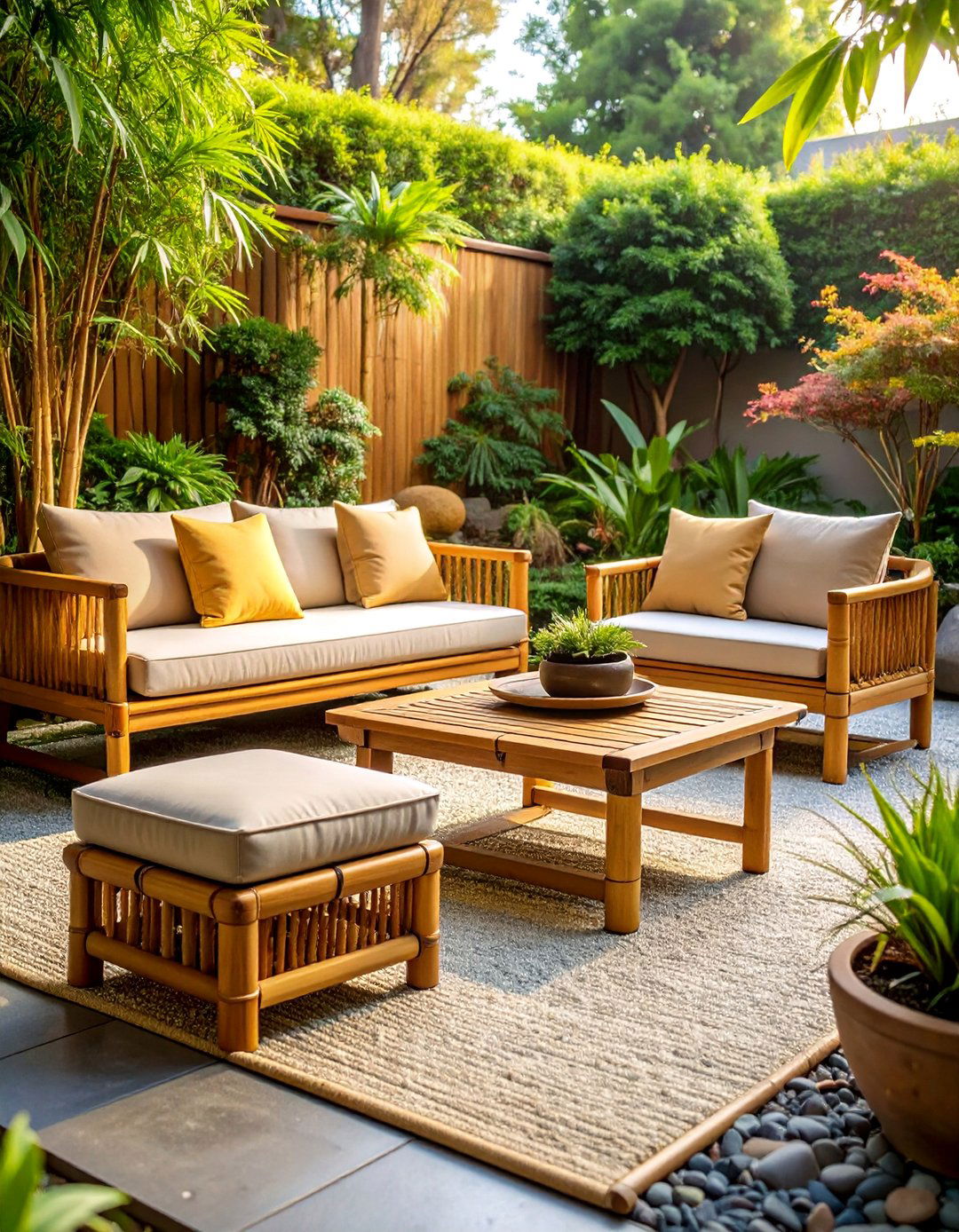 Bamboo Garden Seating with Sustainable Natural Materials - 25 Garden Seating Ideas