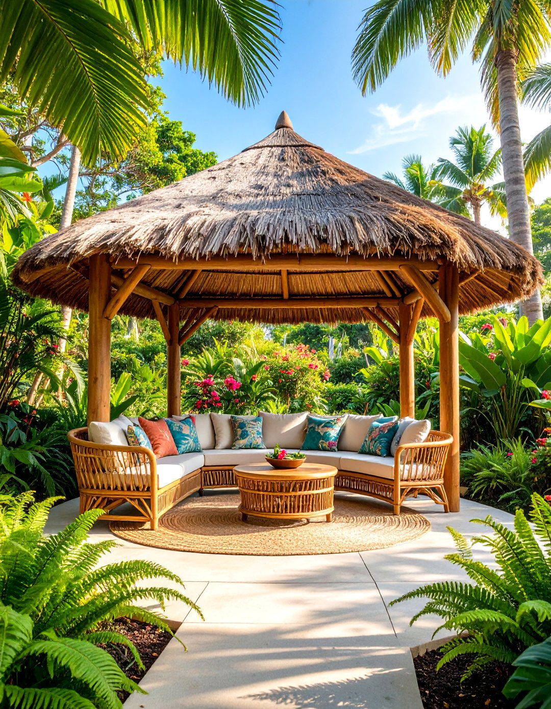 Bamboo Gazebo with Tropical Garden Setting - 25 Shade Ideas