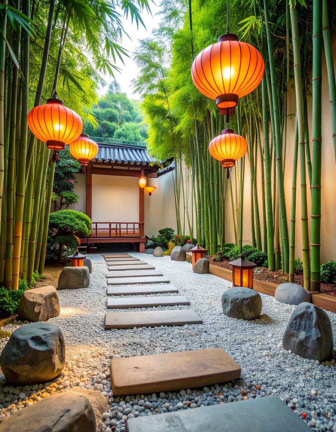 Bamboo Grove Garden Mural with Asian Elements - 25 Garden Mural Ideas