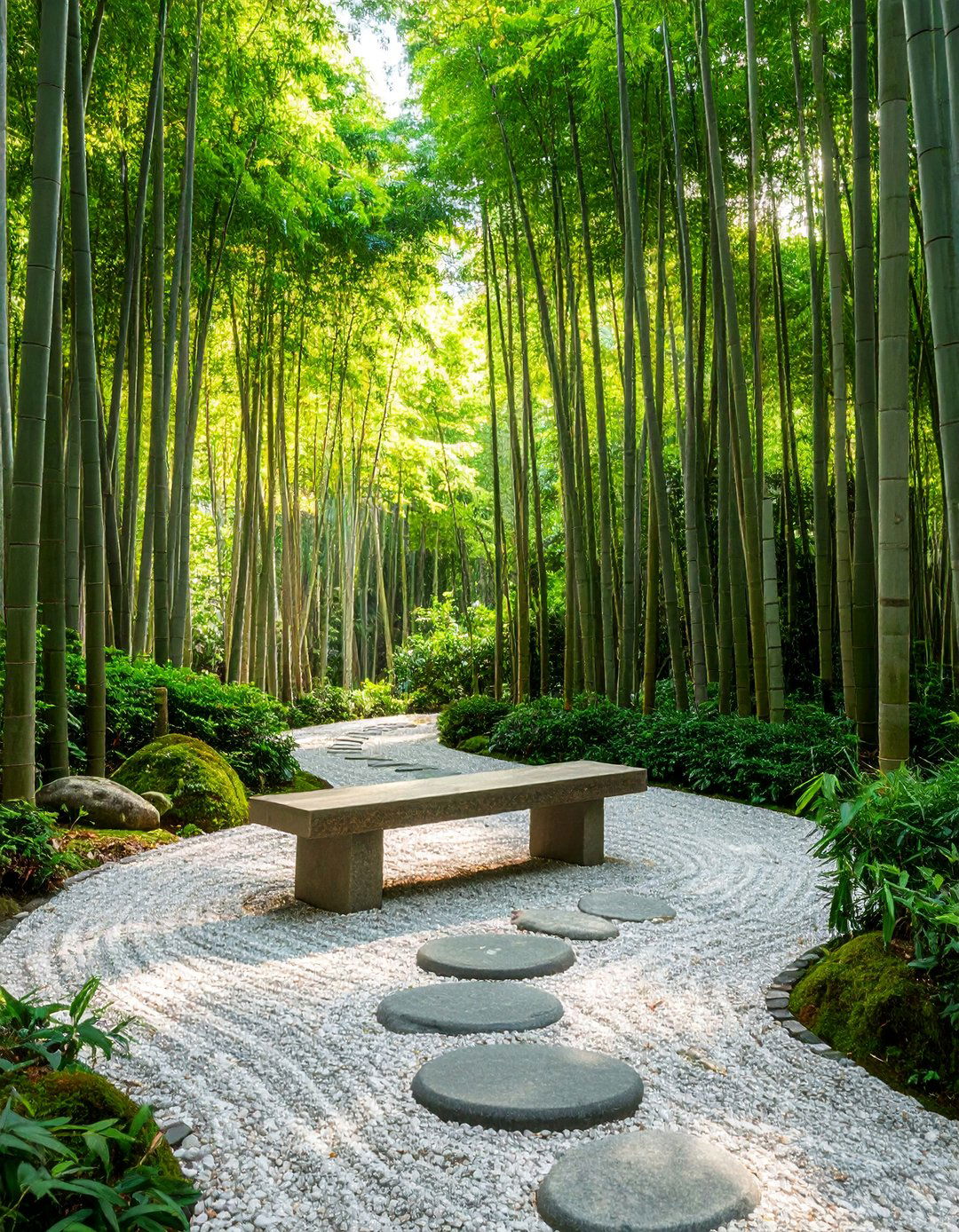 Bamboo Grove Sanctuary with Curved Pathways - 25 Japanese Garden Ideas