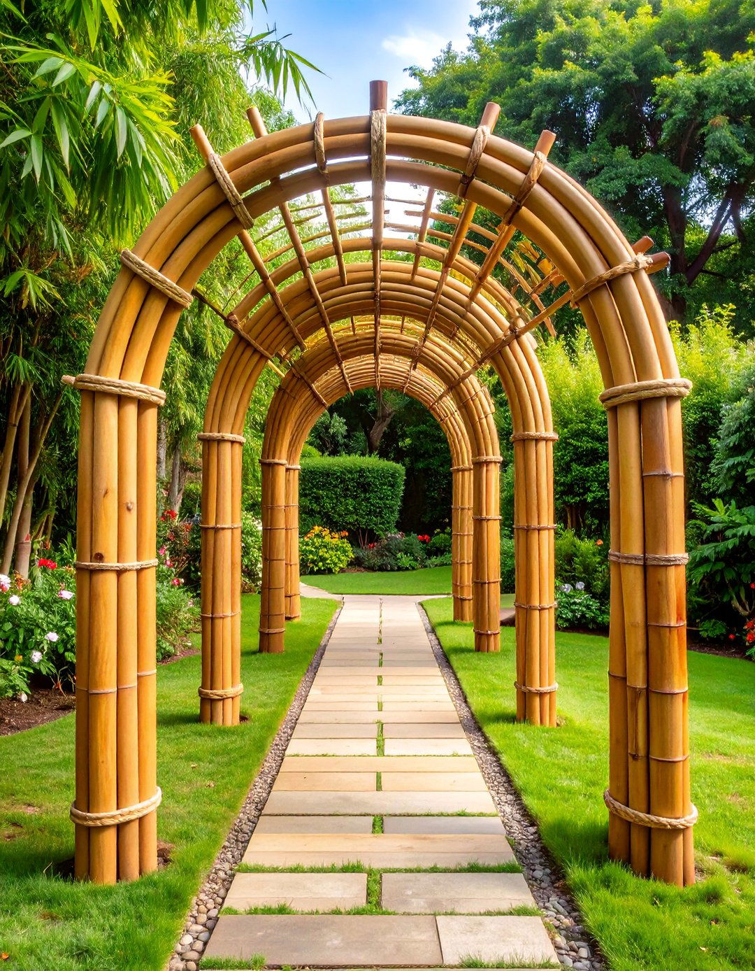 Bamboo Natural Arch with Eco Friendly Appeal - 25 Garden Arch Ideas