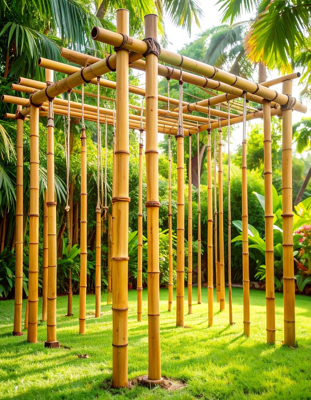 Bamboo Natural Clothesline Framework - 25 Outdoor Clothesline Ideas