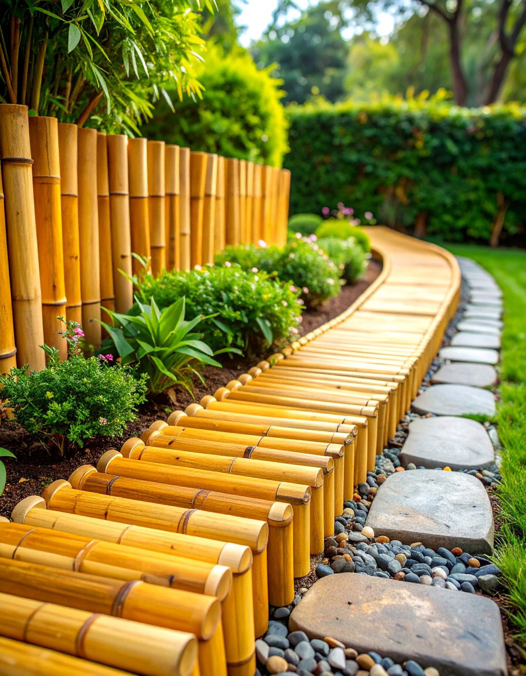 Bamboo Roll Edging System - 25 Garden Edging Ideas