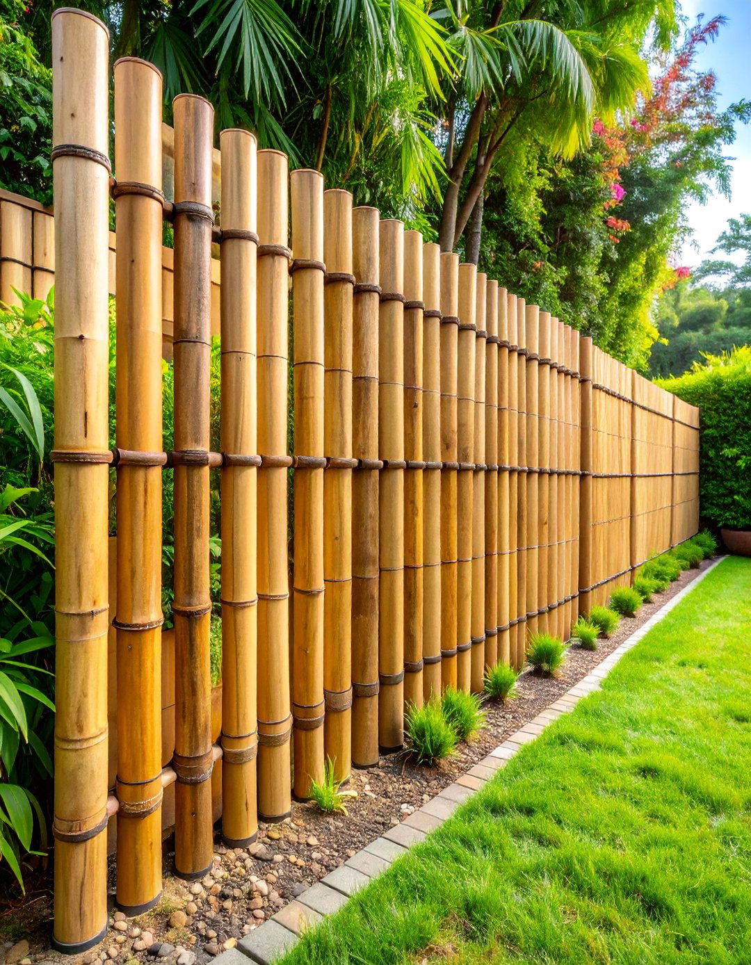 Bamboo Roll Fence with Wire Frame - 25 Privacy Fence Ideas
