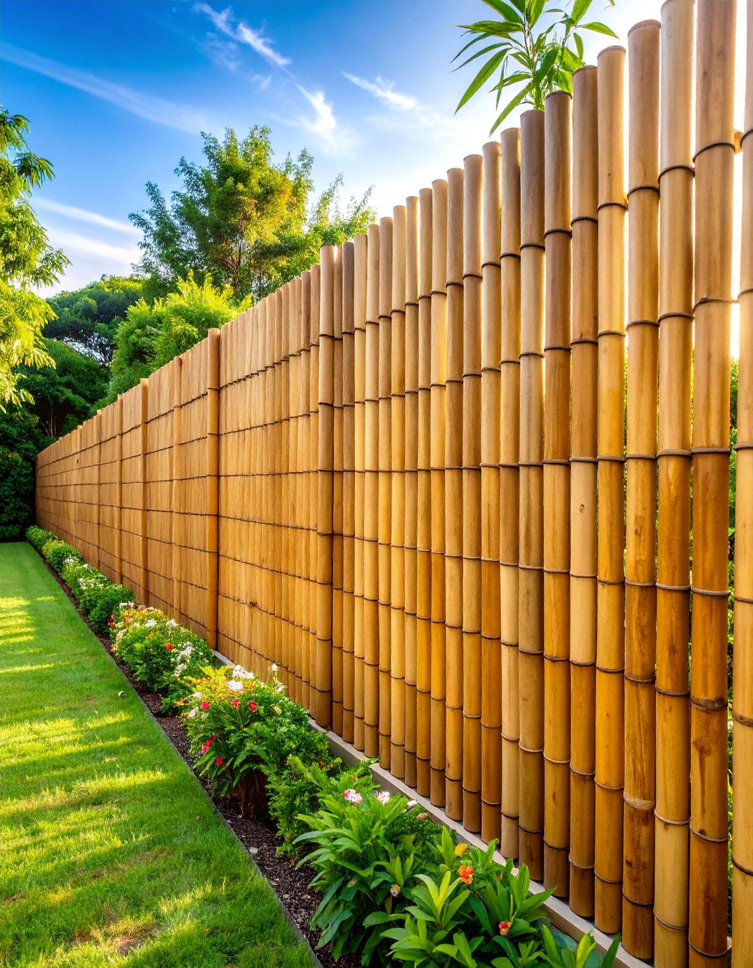Bamboo Roll Screening Fence - 25 Garden Screening Ideas
