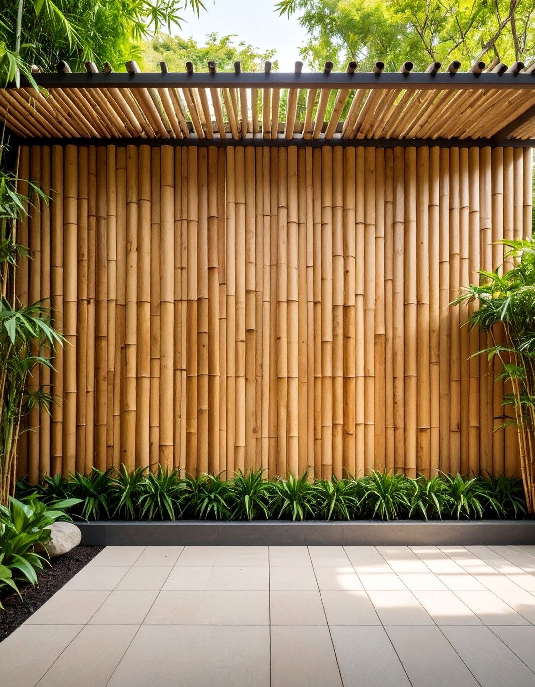 Bamboo Screen Wall with Sustainable Materials - 25 Garden Wall Ideas