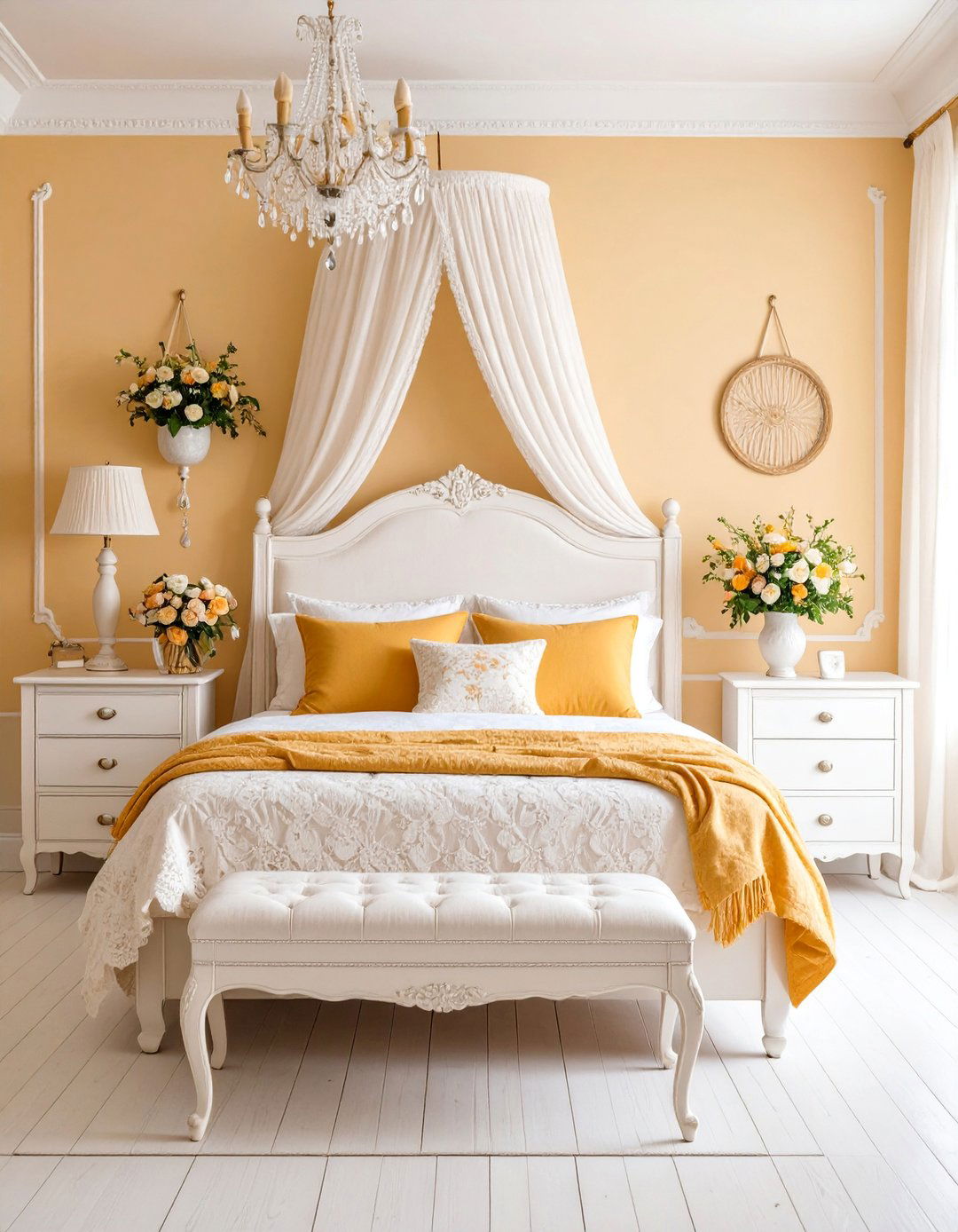 Banana Cream Yellow Shabby Chic Bedroom - 25 Yellow Bedroom Ideas