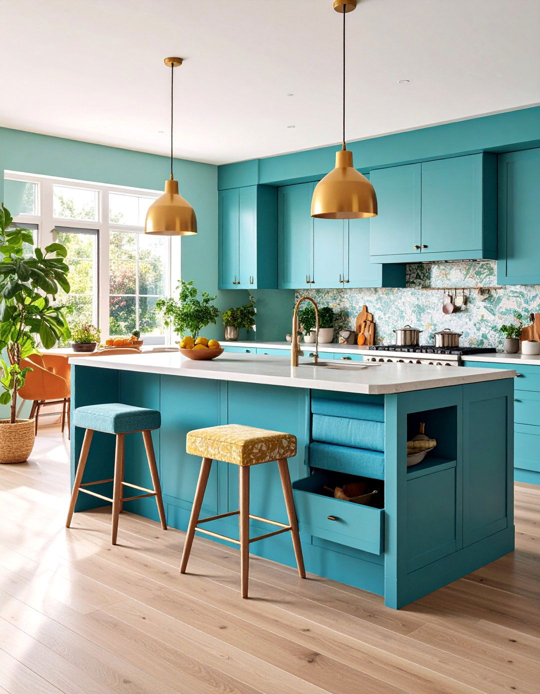 Banquette Seating Island with Hidden Storage - 25 Kitchen Island Storage Ideas