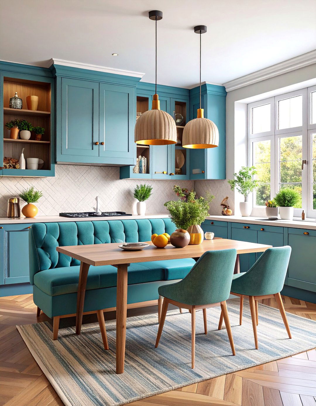 Banquette Seating Kitchen with Intimate Dining - 25 Luxury Kitchen Ideas
