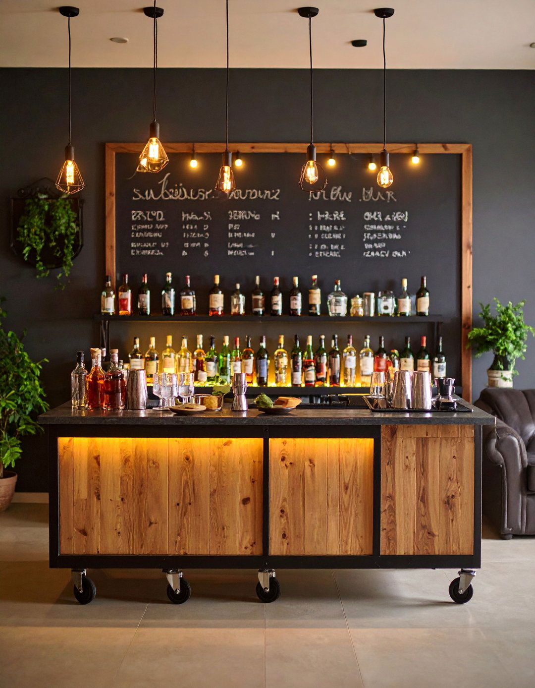 Bar Cart Cocktail Menu Chalkboard - 25 Chalkboard Ideas