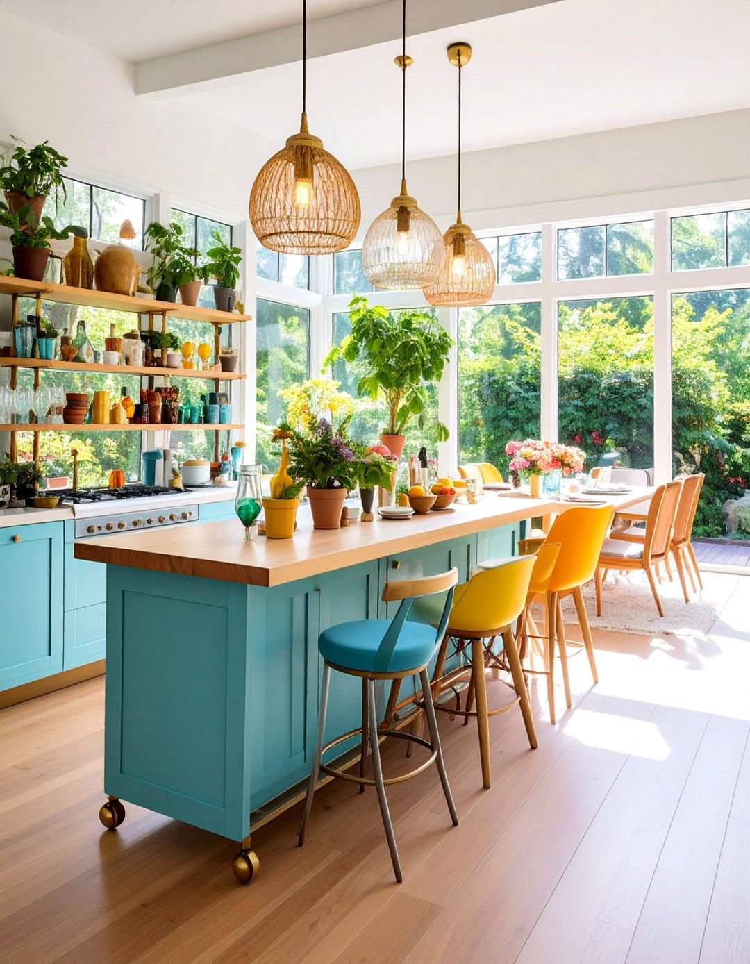 Bar Cart Sunroom Dining Room with Entertainment Focus - 25 Sunroom Dining Room Ideas
