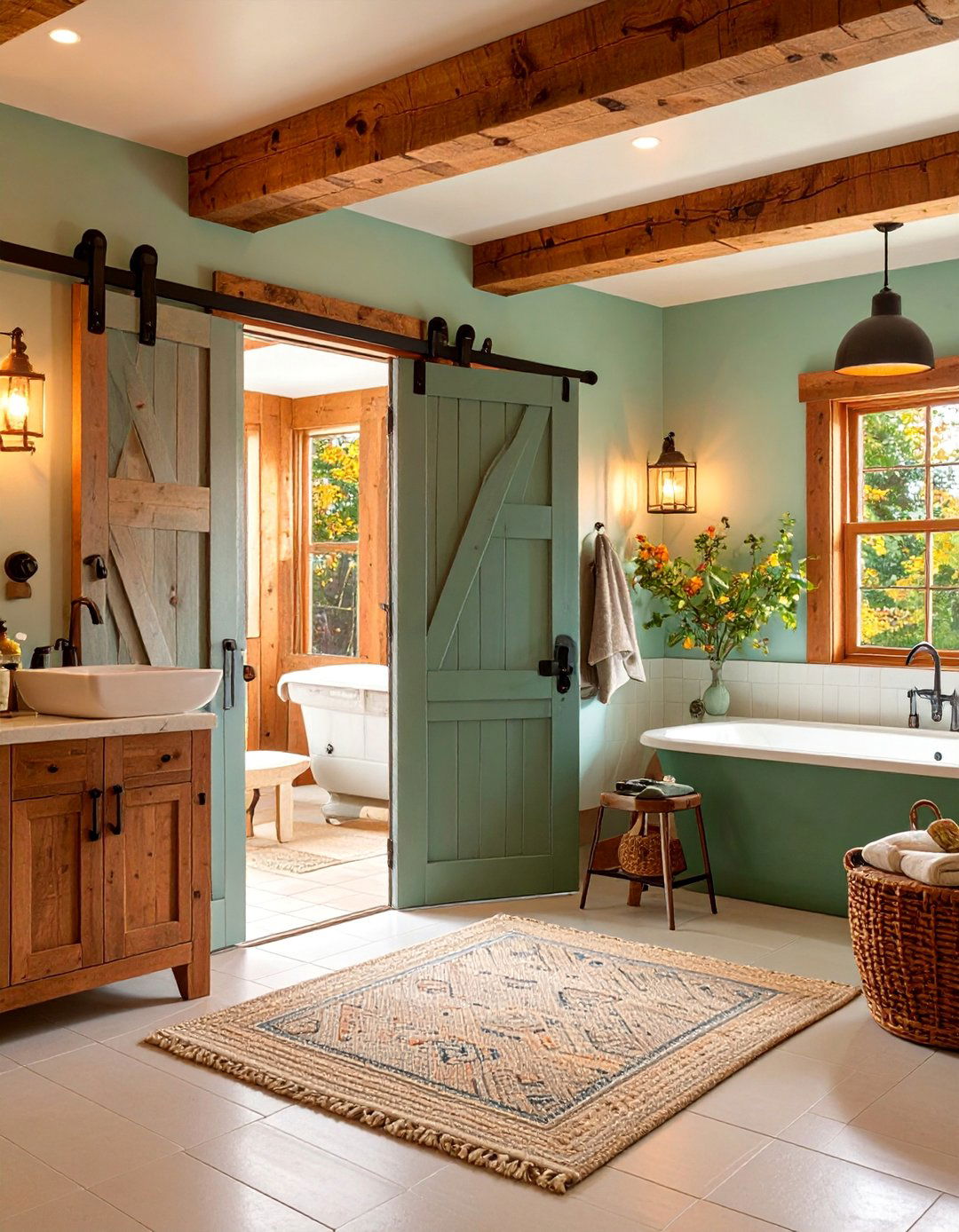 Barn Door Entry Log Cabin Bathroom - 25 Log Cabin Bathroom Ideas