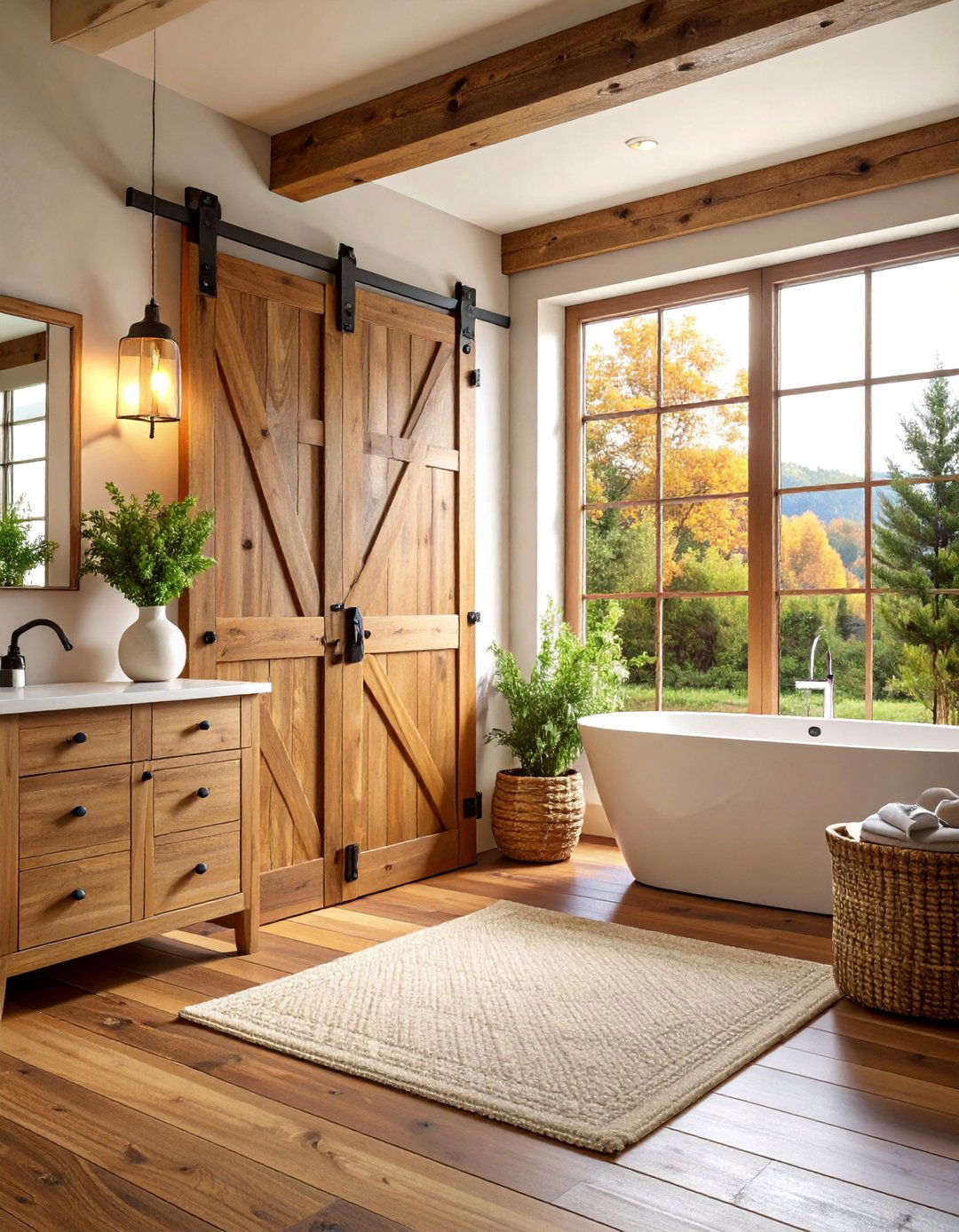Barn Door Style Pocket Door with Rustic Hardware - 25 Bathroom Pocket Door Ideas