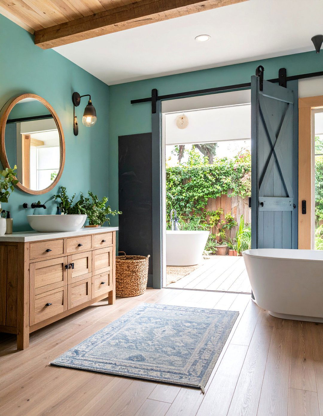 Barn Door with Chalkboard Panel Insert - 25 Bathroom Door Ideas