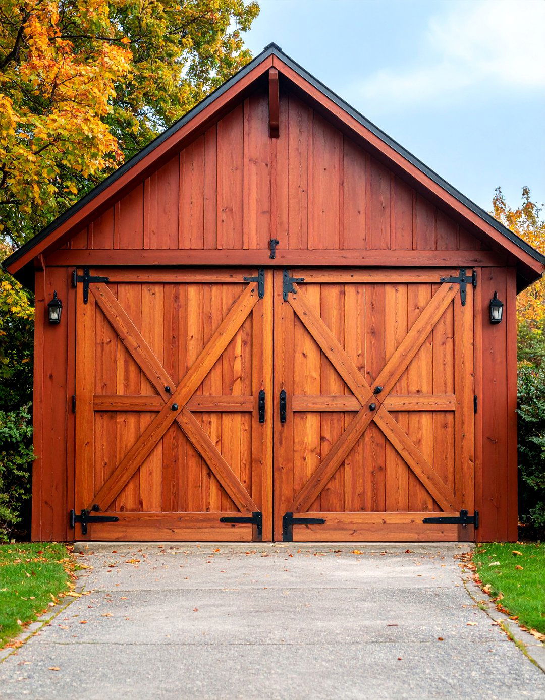 Barn Style Double Doors with X Bracing - 25 Double Front Door Ideas