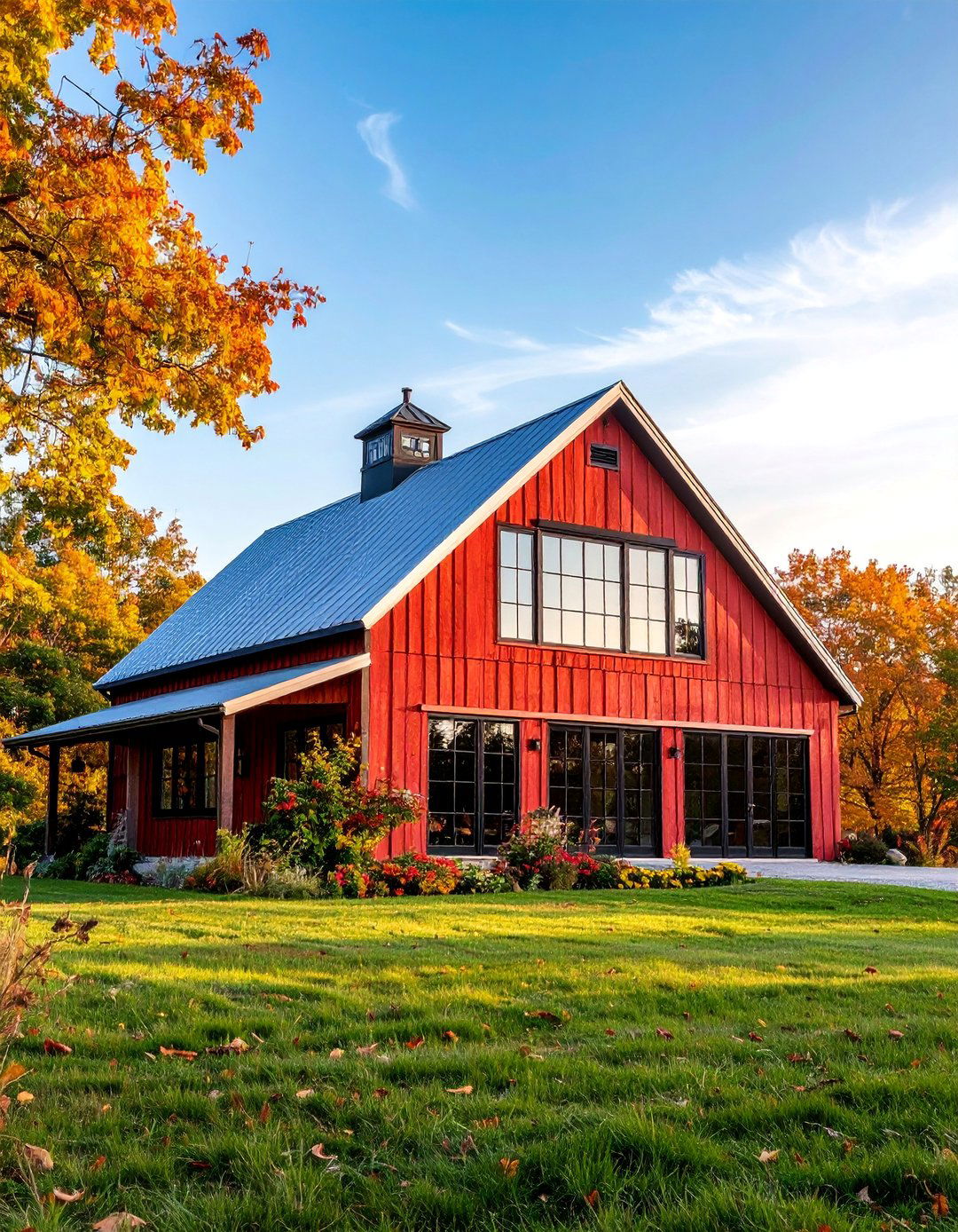 Barn Style House with Black Industrial Windows - 25 Houses With Black Windows