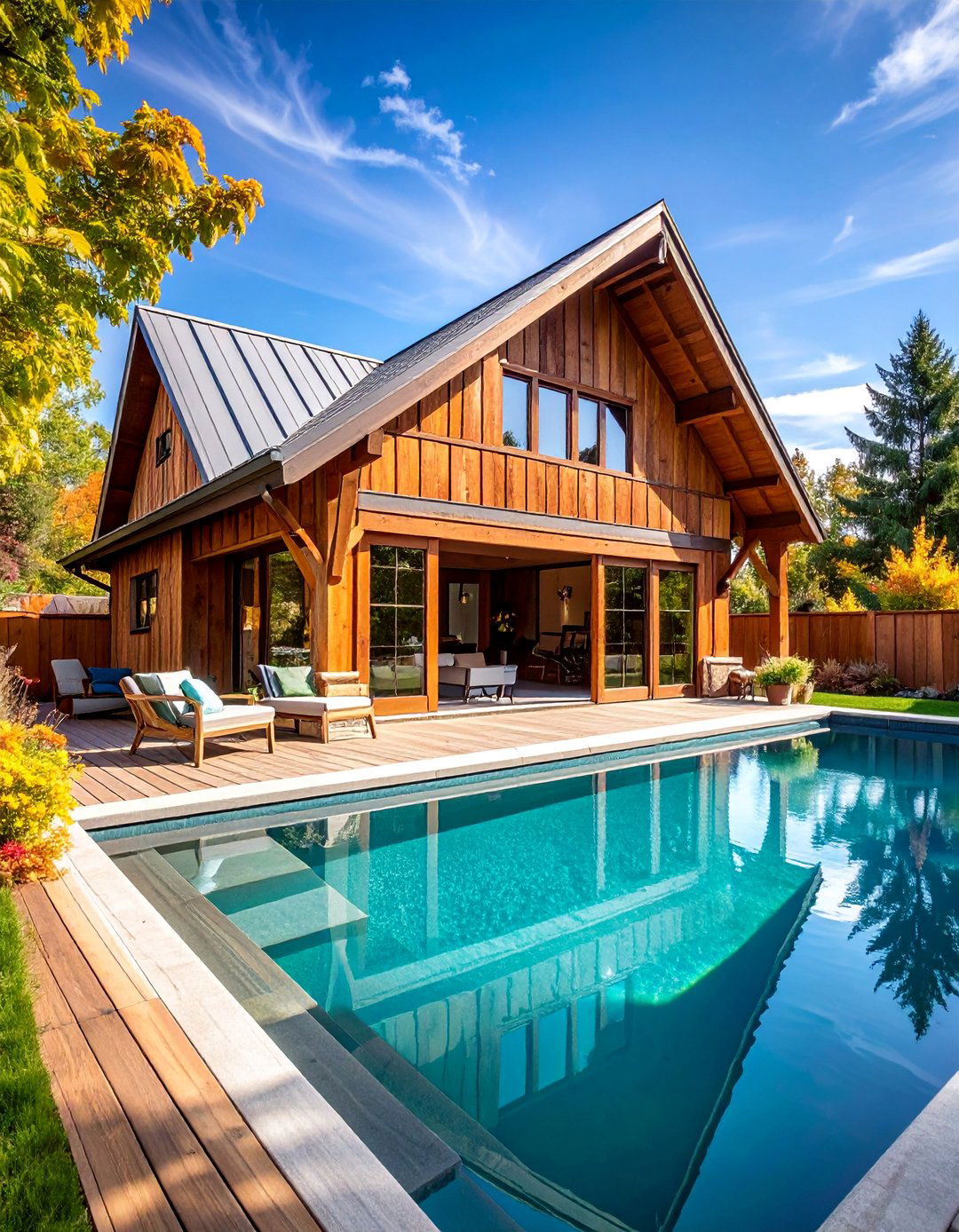 Barn Style Pool House with Sliding Doors - 25 Pool House Ideas