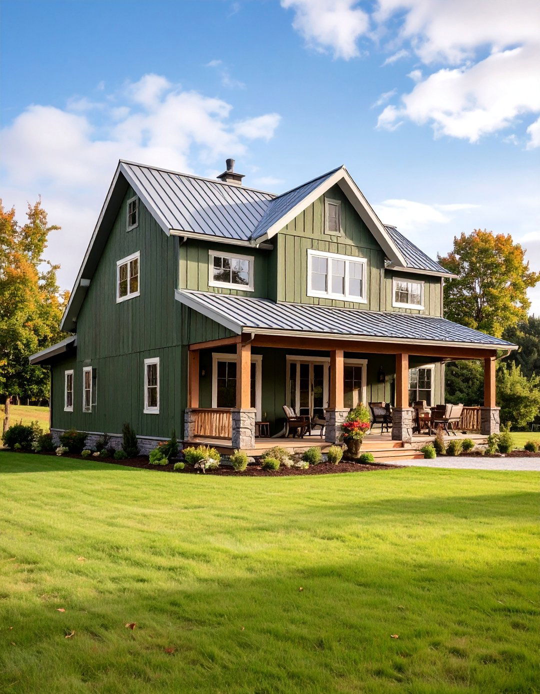 Barn Style with Agricultural Heritage - 25 Dark Olive Green House Designs