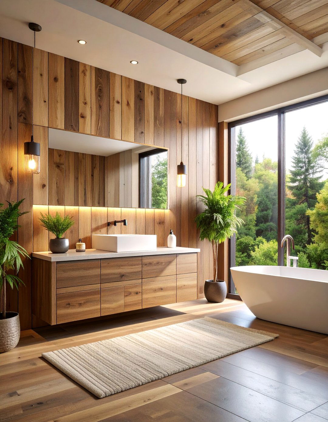 Barnwood Accent Wall Behind Floating Vanity - 25 Barnwood Accent Wall Ideas