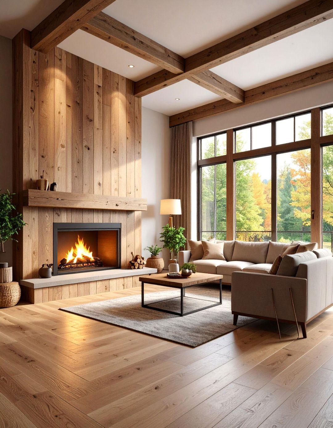 Barnwood Accent Wall with Integrated Fireplace Surround - 25 Barnwood Accent Wall Ideas