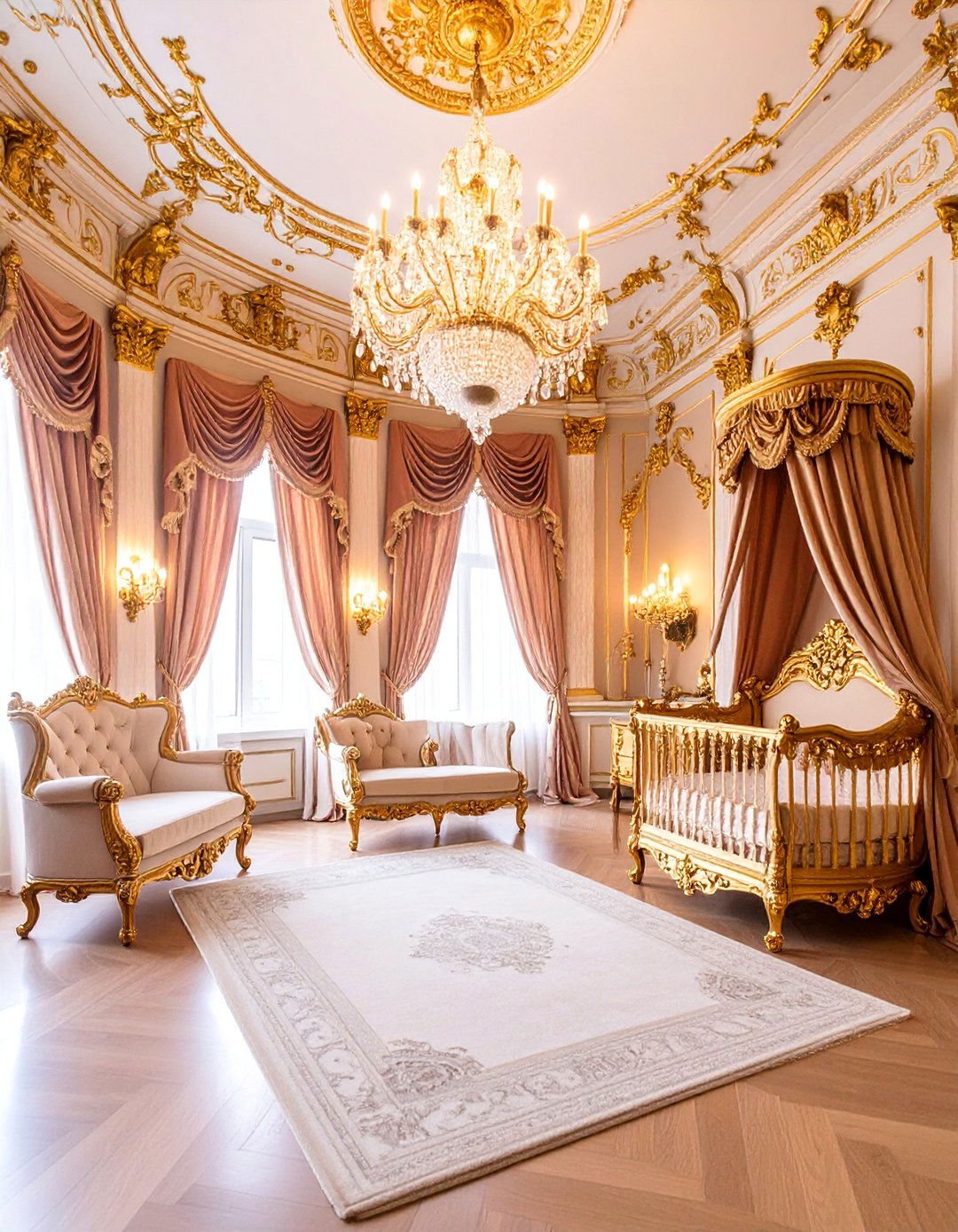 Baroque Opulence Nursery with Gilded Accents - 25 Vintage Nursery Ideas