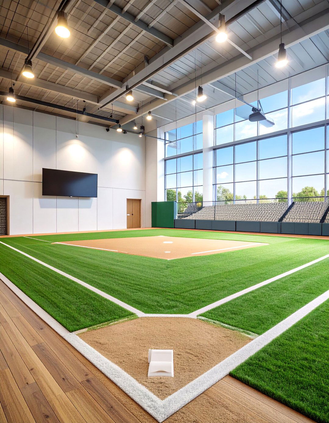Baseball Field Carpet Room with Green Turf and White Lines - 25 Baseball Room Decor Ideas