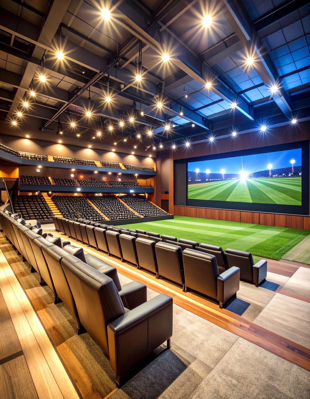 Baseball Themed Home Theater with Stadium Seating Experience - 25 Baseball Room Decor Ideas
