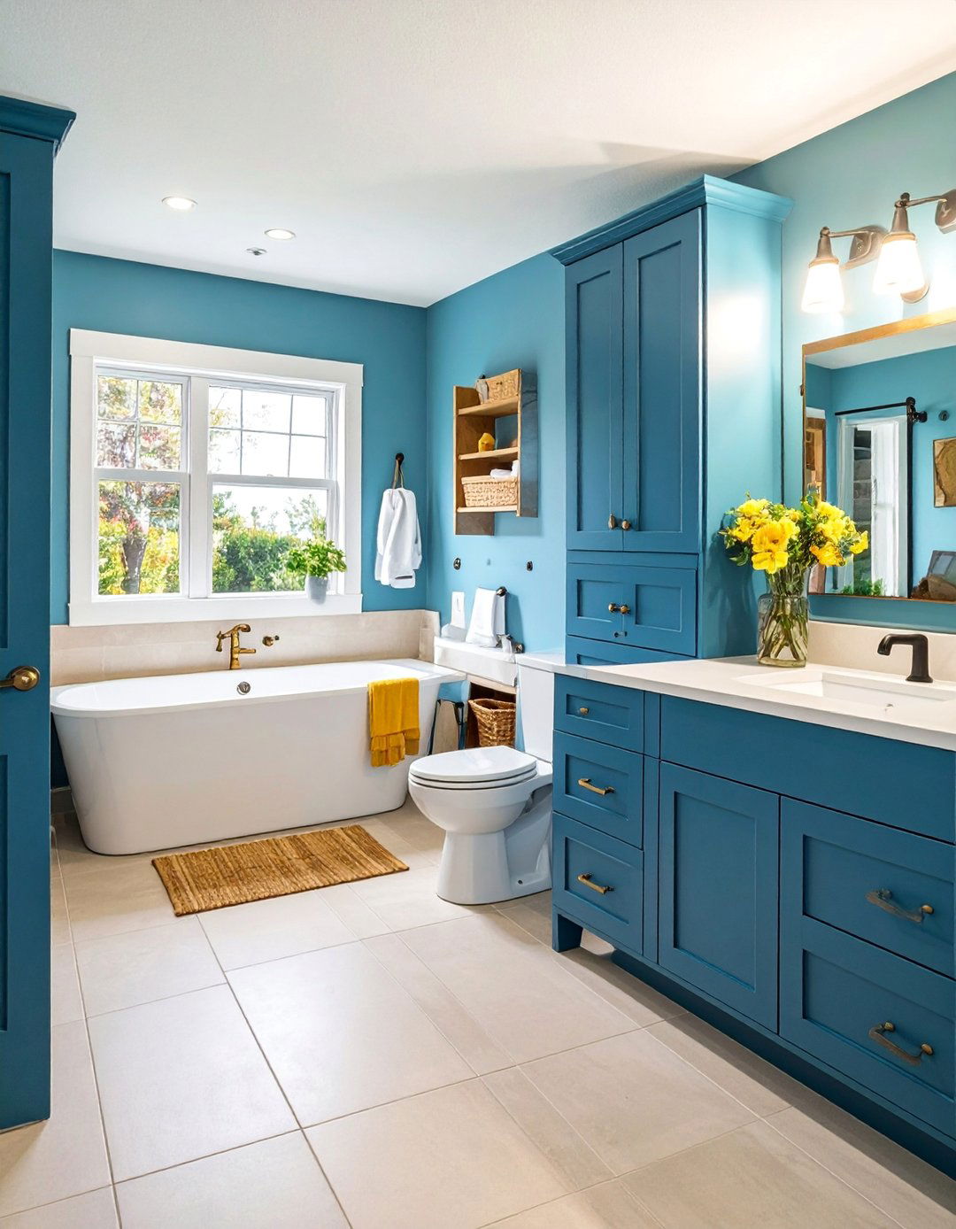 Basement Bathroom with Comprehensive Storage Solutions - 25 Basement Bathroom Ideas