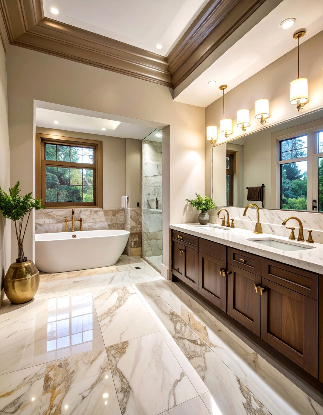 Basement Bathroom with Marble Accents and Luxury Details - 25 Basement Bathroom Ideas