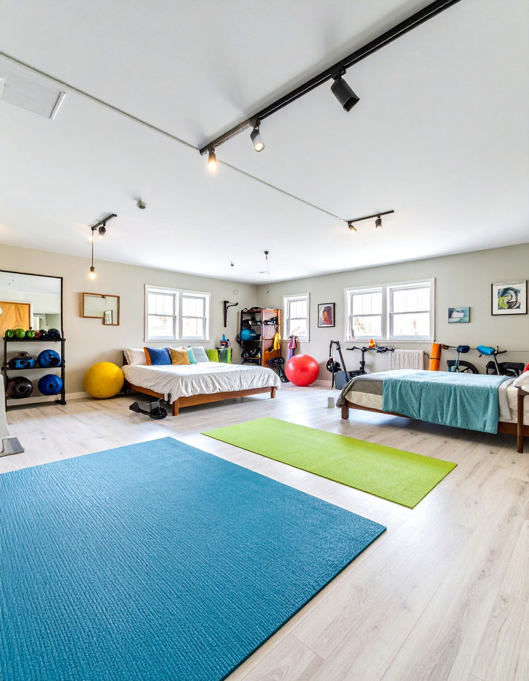 Basement Bedroom with Home Gym and Fitness Integration - 25 Basement Bedroom Ideas