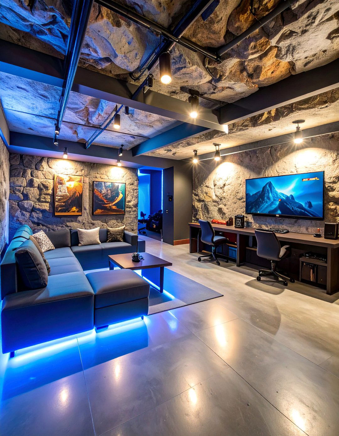 Basement Retro Gaming Cave with Underground Atmosphere - 25 Arcade Room Ideas