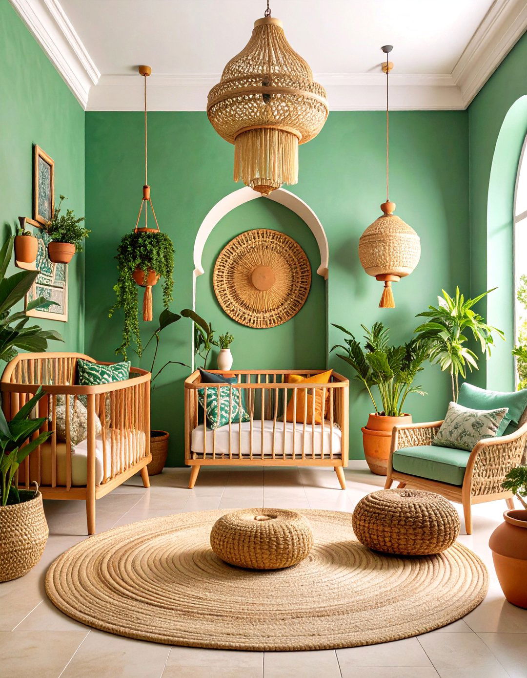 Basil Green Nursery with Mediterranean Charm - 25 Green Nursery Ideas